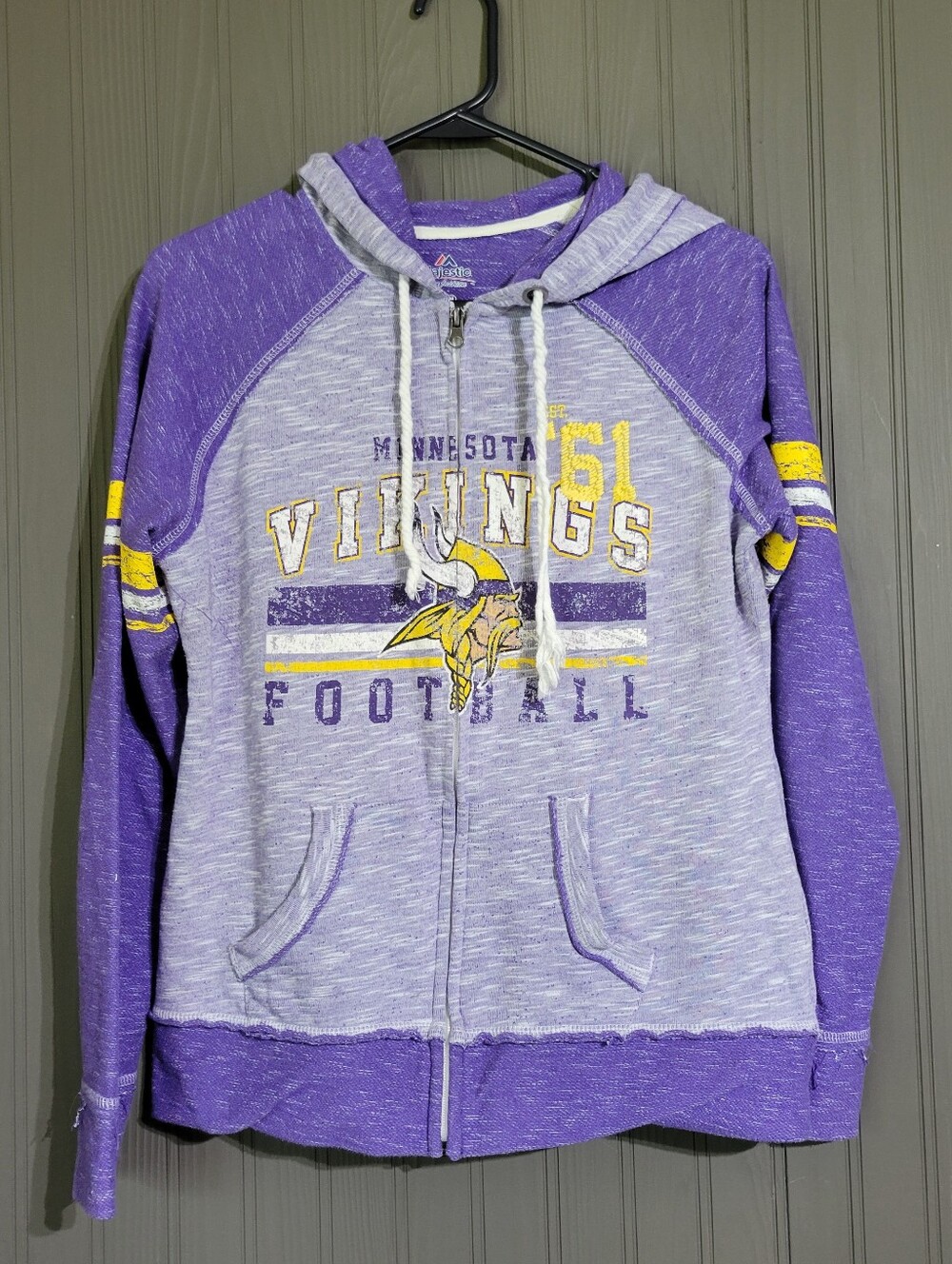 NFL Minnesota Vikings Full Zip Hooded Sweatshirt Majestic Purple Women's Medium